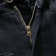 Spring And Summer New Jeans Pure Black Ripped Stretch Jeans Men Black Jeans Men