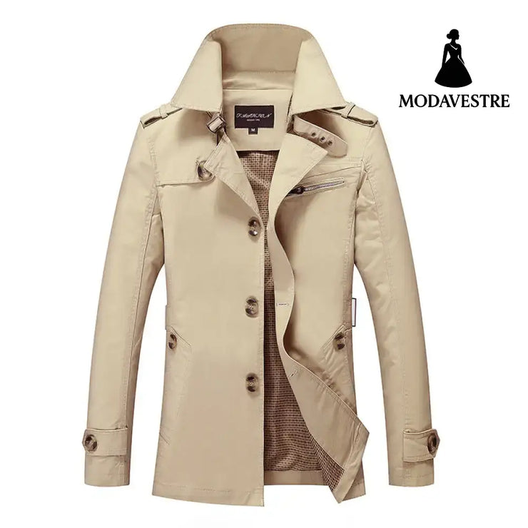 Spring men’s washed windbreaker jacket men Men’s Korean fashion men’s fashion jacket men’s clothing Light Khaki / L Coat