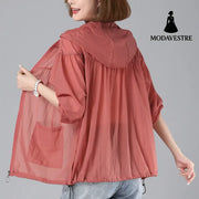 Spring New Loose Blouson Sun Protection Clothing For Women Brick Red / 2XL