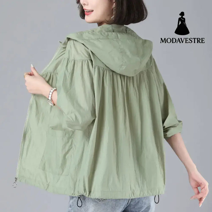 Spring New Loose Blouson Sun Protection Clothing For Women Pea Green / 2XL