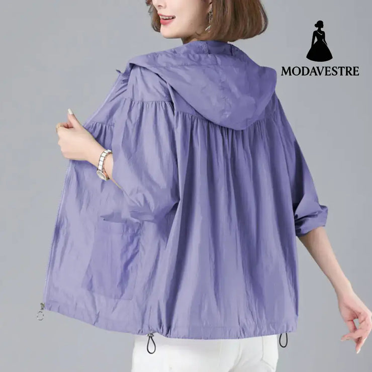 Spring New Loose Blouson Sun Protection Clothing For Women Violet Color / 2XL