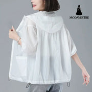 Spring New Loose Blouson Sun Protection Clothing For Women White / 2XL