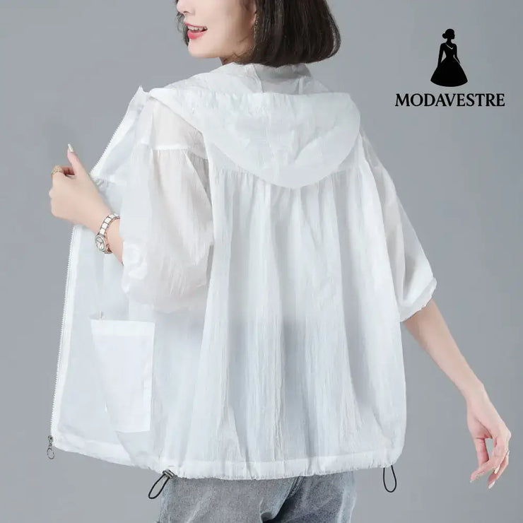 Spring New Loose Blouson Sun Protection Clothing For Women White / 2XL