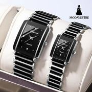 Square Ceramic Couple Watch – Quartz Movement for Him & Her