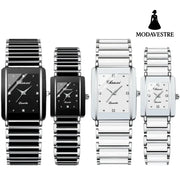 Square Ceramic Couple Watch – Quartz Movement for Him & Her