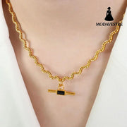 Stainless Steel Glass Cone Shaped Pendant Necklace