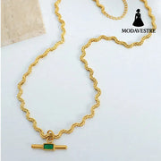 Stainless Steel Glass Cone Shaped Pendant Necklace