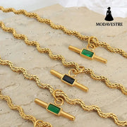 Stainless Steel Glass Cone Shaped Pendant Necklace