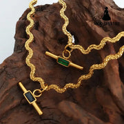 Stainless Steel Glass Cone Shaped Pendant Necklace