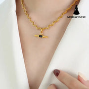 Stainless Steel Glass Cone Shaped Pendant Necklace Black / One Size