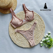 Steel Support Ruched Bikini Set – Women’s Two-Piece Swimsuit