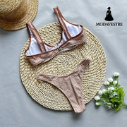 Steel Support Ruched Bikini Set – Women’s Two-Piece Swimsuit