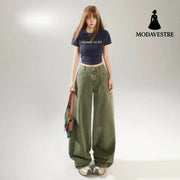 Straight Leg Wide-Leg Denim Pants for Women and Men Loose Fit