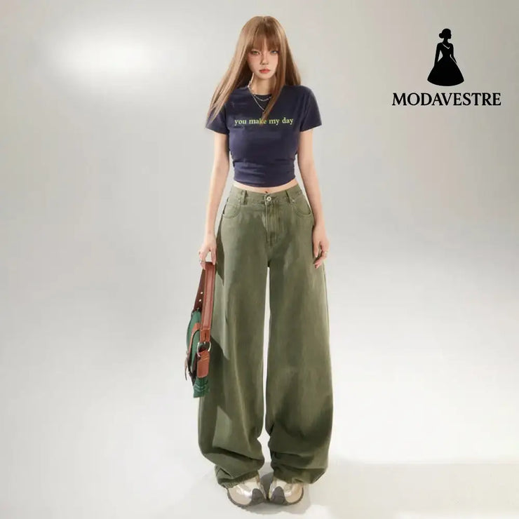 Straight Leg Wide-Leg Denim Pants for Women and Men Loose Fit