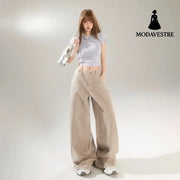 Straight Leg Wide-Leg Denim Pants for Women and Men Loose Fit