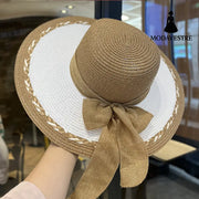 Straw Bag and Hat Set for Women, Beach Vacation, Versatile Sun Protection Wide Brim Hat, Commute Travel Large Capacity Tote Bag - MODAVESTRE