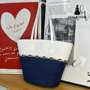 Straw Bag and Hat Set for Women, Beach Vacation, Versatile Sun Protection Wide Brim Hat, Commute Travel Large Capacity Tote Bag - MODAVESTRE