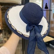 Straw Bag and Hat Set for Women, Beach Vacation, Versatile Sun Protection Wide Brim Hat, Commute Travel Large Capacity Tote Bag - MODAVESTRE