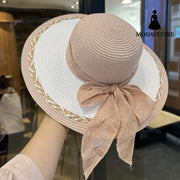 Straw Bag and Hat Set for Women, Beach Vacation, Versatile Sun Protection Wide Brim Hat, Commute Travel Large Capacity Tote Bag - MODAVESTRE