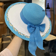 Straw Bag and Hat Set for Women, Beach Vacation, Versatile Sun Protection Wide Brim Hat, Commute Travel Large Capacity Tote Bag - MODAVESTRE