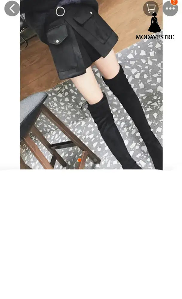 Suede shorts women slim pants Black / L