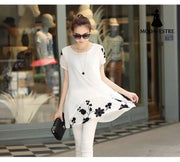 Summer Clothing New Short Sleeve Women’s Clothing Embroidered Chiffon Shirt Plump Girls Plus Size Women