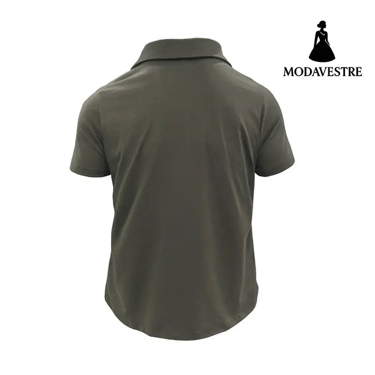 Summer Lapel Button Polo Shirt With Pockets Outdoor Fashion Short Sleeve Tops For Men Clothing T-shirt