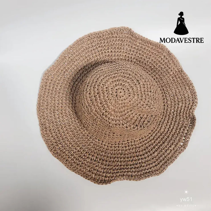 Summer Outing Sunscreen Hat for Women with Foldable Straw Hats Holiday Cool Hat Beach Hat