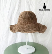 Summer Outing Sunscreen Hat for Women with Foldable Straw Hats Holiday Cool Hat Beach Hat Khaki / M 56 58cm