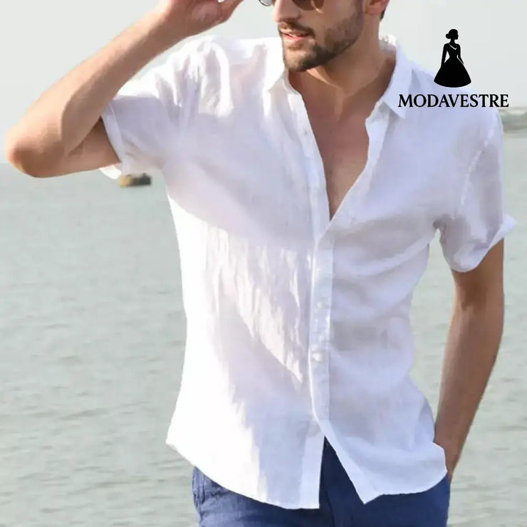 Summer Short-sleeved Shirt Casual Button Tops Men Clothing Shirt