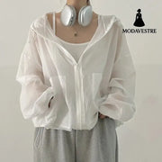 Sun Protection Clothing For Women Summer Spring Thin Breathable Jacket 303A White / 2XL