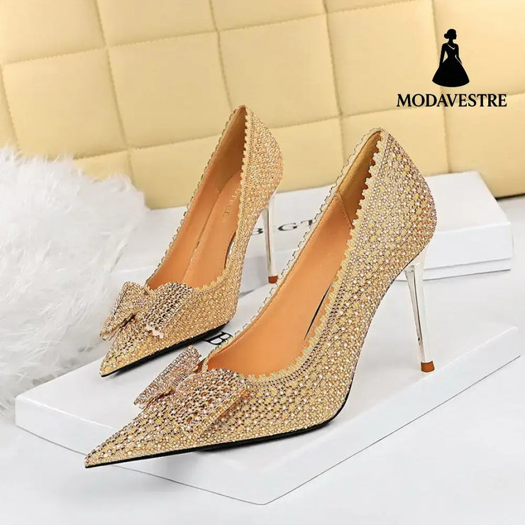 Sweet Women’’s Princess Wedding Shoes Thin High Heels Shallow Mouth