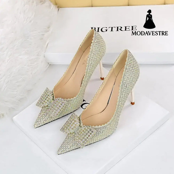Sweet Women’’s Princess Wedding Shoes Thin High Heels Shallow Mouth