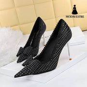Sweet Women’’s Princess Wedding Shoes Thin High Heels Shallow Mouth Black / 34