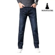 Thick and fluffy men’s autumn and winter loose straight leg jeans