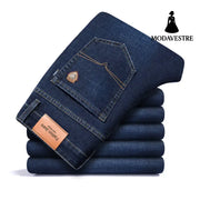 Thick and fluffy men’s autumn and winter loose straight leg jeans