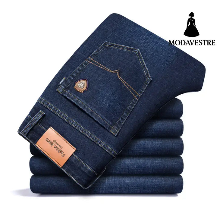 Thick and fluffy men’s autumn and winter loose straight leg jeans