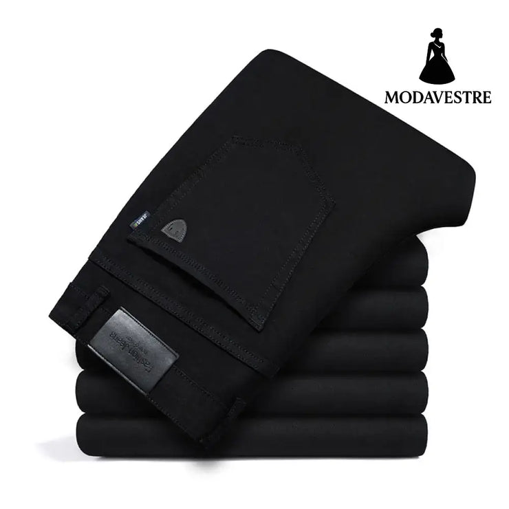 Thick and fluffy men’s autumn and winter loose straight leg jeans 6208 Black [Regular] / 29