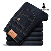 Thick and fluffy men’s autumn and winter loose straight leg jeans 6211 Black [Regular] / 29