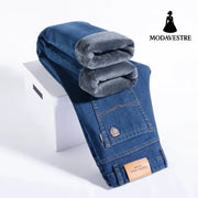 Thick and fluffy men’s autumn and winter loose straight leg jeans 6211 Light Blue [Fleece Lined] / 29