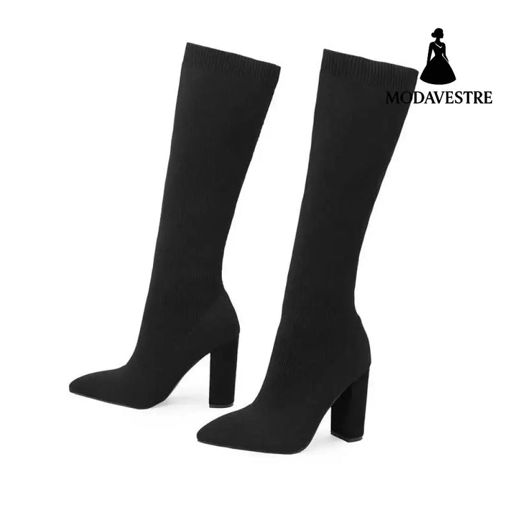 Thick High-heeled Thigh Boot Women Black / 35