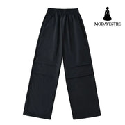 Thin quick drying pleated work pants for women Black / S