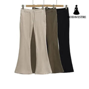 Three dimensional slim fit cut patchwork micro flared pants