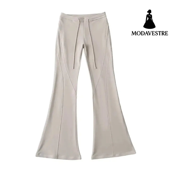 Three dimensional slim fit cut patchwork micro flared pants