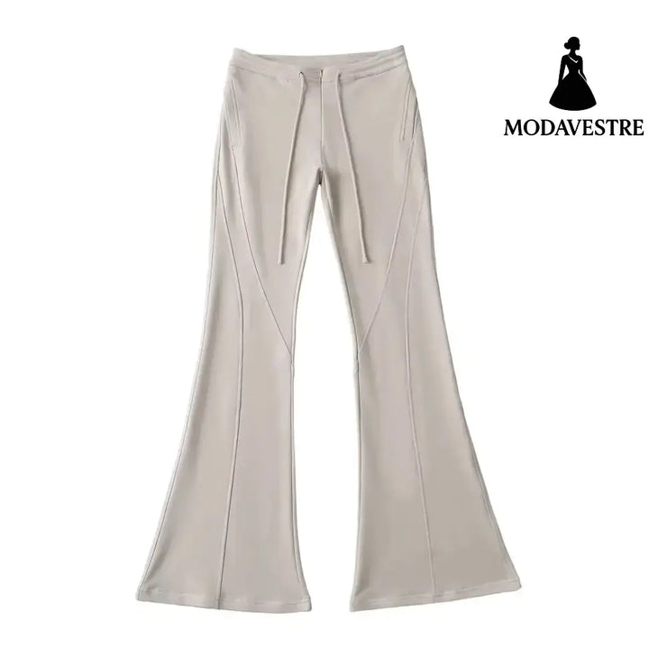 Three dimensional slim fit cut patchwork micro flared pants Lime White / S