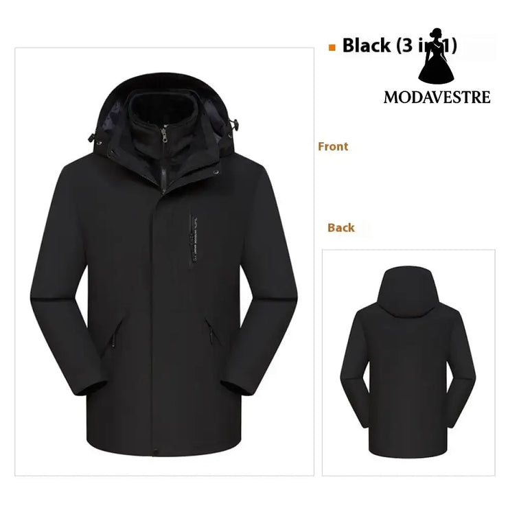 Three-in-one Waterproof Windproof Clothing For Men And Women 2028Black / 2XL