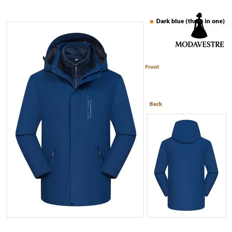 Three-in-one Waterproof Windproof Clothing For Men And Women 2028Dark Blue / 2XL