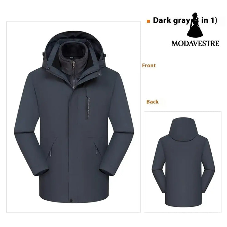 Three-in-one Waterproof Windproof Clothing For Men And Women 2028Dark Gray / 2XL
