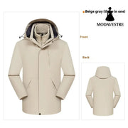 Three-in-one Waterproof Windproof Clothing For Men And Women 2028Greige / 2XL