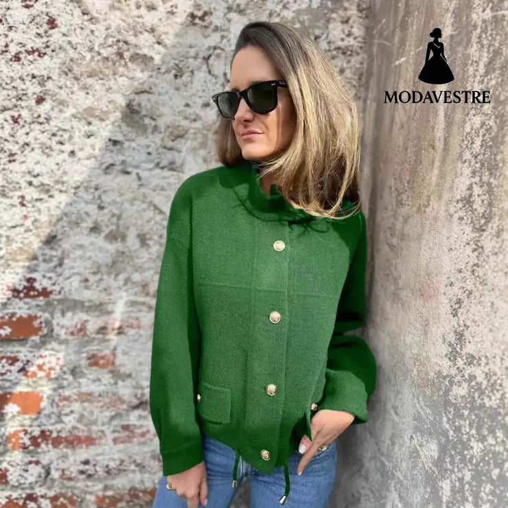 Tie Pocket Cardigan Single-breasted Mid-length Coat Coat